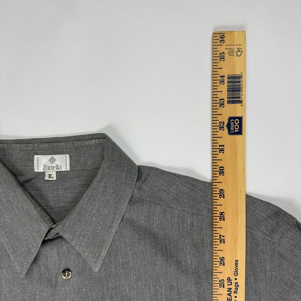 Zanella Mens XL Gray Textured Short Sleeve Button-Up Shirt Made In Italy - Picture 6 of 7